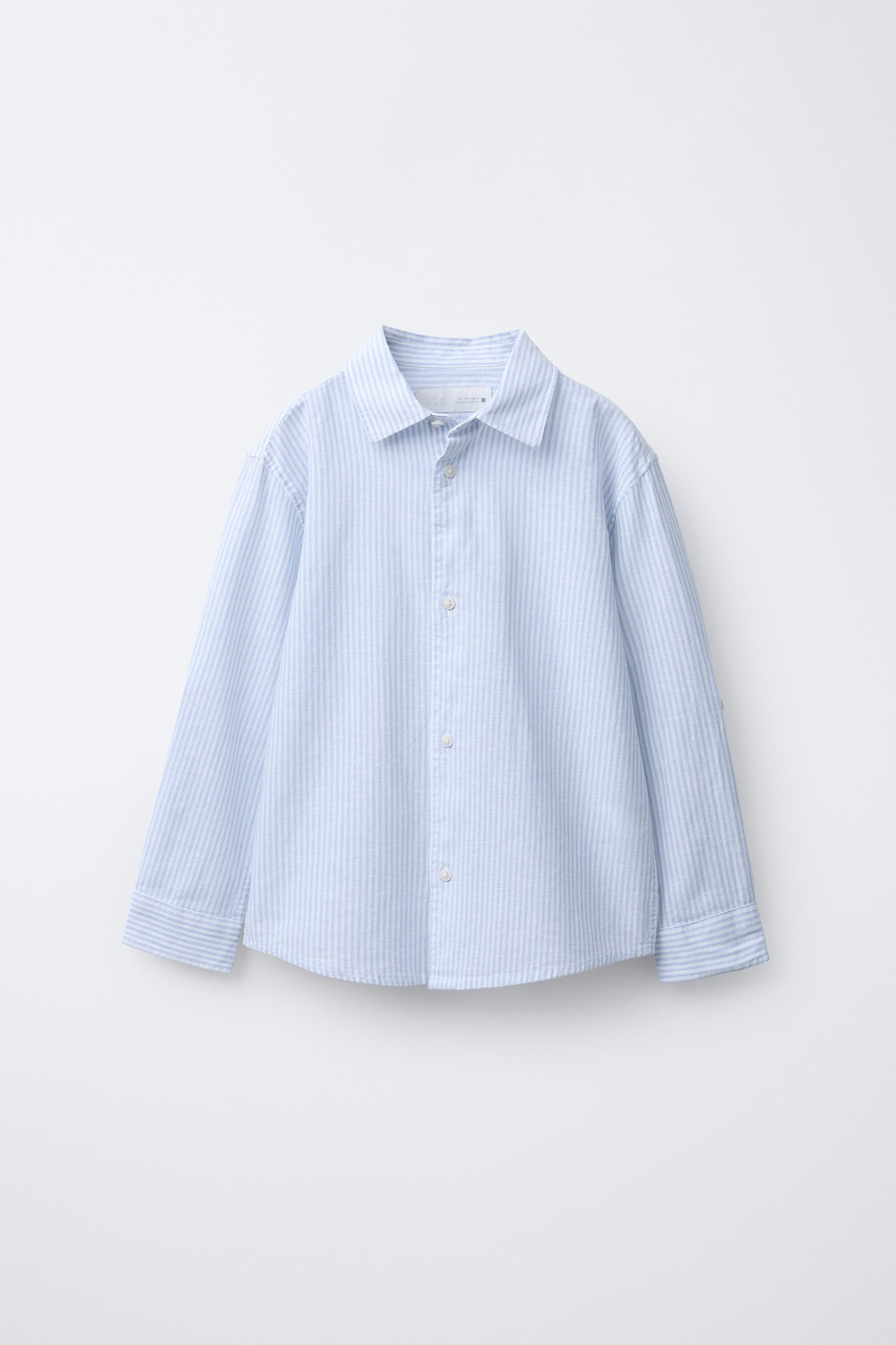 STRIPED COTTON AND LINEN SHIRT